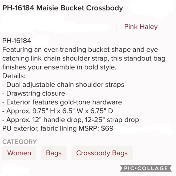 Last 1! Boutique-Pink Haley Blue Maisie Bucket Bag - Picture 5 of 5